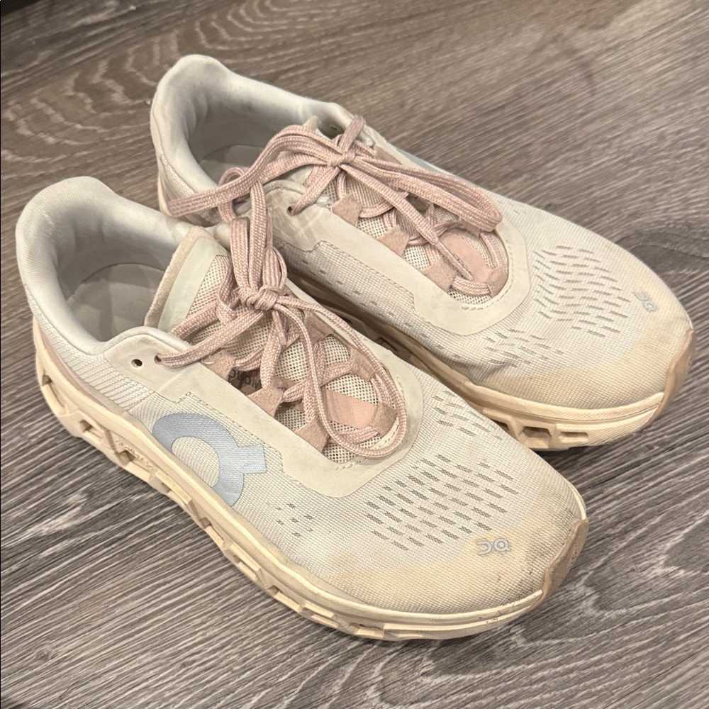 On Women's Athletic Shoes in Cream and Pink